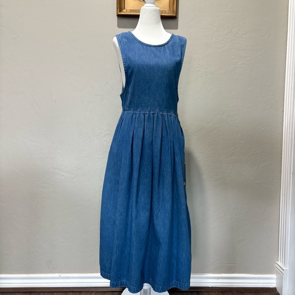L.L. Bean Classic Denim Midi Dress in Blue